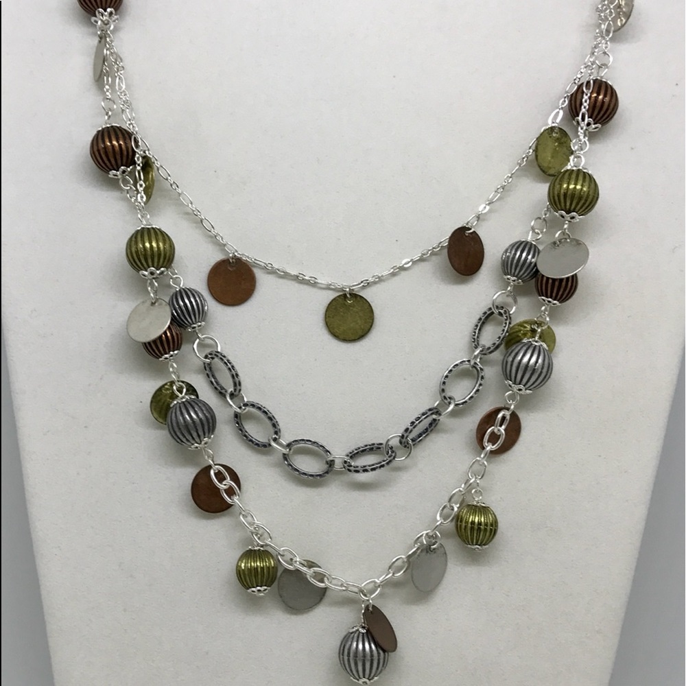Nwot Premier Designs tri color multiple strand necklace 16-18”